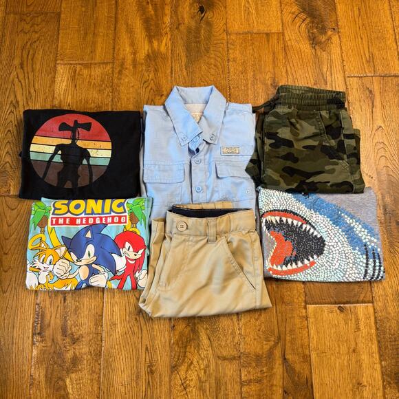 jumping beans Other - Lot of 6 Boys Summer Clothing Sz 6 Shirts, Shorts, Camo, Shark, SONIC, Sirenhead